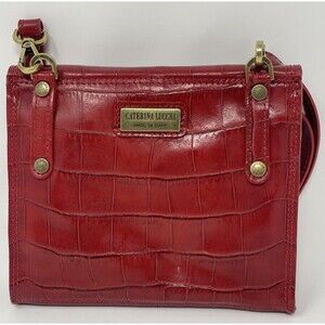 Caterina Lucchi Purse Handbag Shoulder Strap Calf  Made In Italy Red